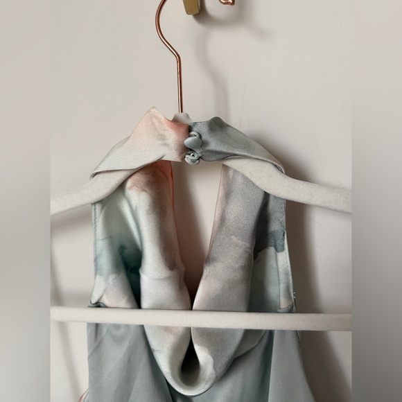 Viral Sincerely Jules Watercolor Draped Halter Open Back Maxi Dress - Picture 5 of 7